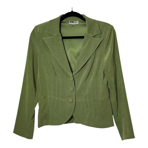 I.N. Studio Jackets & Blazers - I.N. Studio Petite Sage Green Faux Suede Pintuck Blazer Jacket 10P 5443Z57